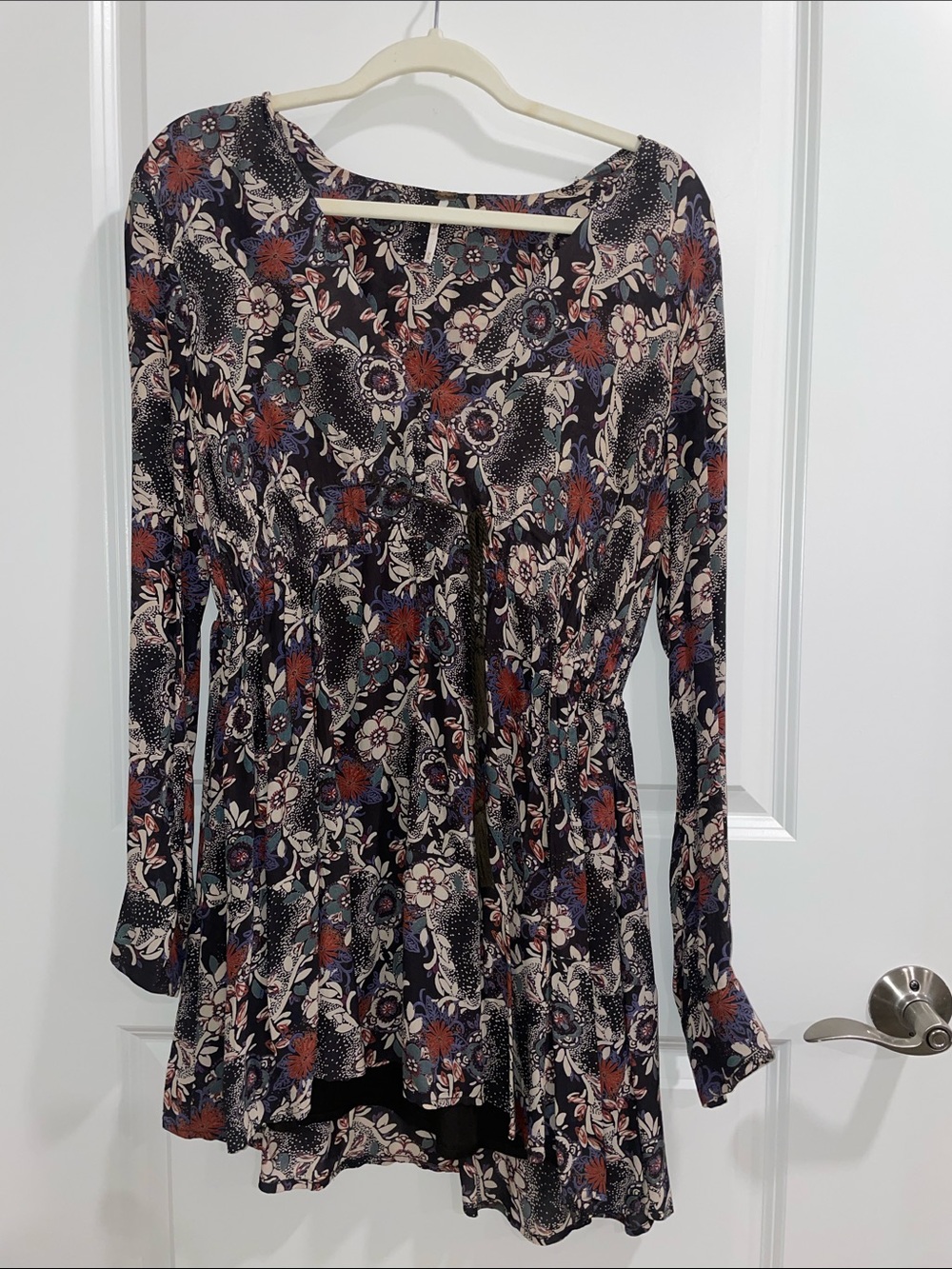 Free People Multi Floral Long Sleeve Midi Dress size M